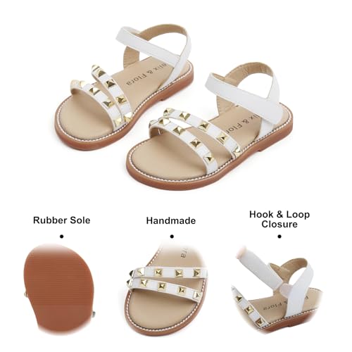 Image of Felix & Flora Toddler Girl Sandals - Little Girl Easter Dress Shoes Lightweight Open Toe Beach Holiday Flats