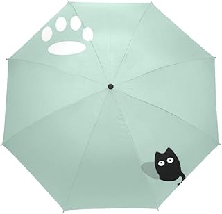 Ombrello Nuovo Ombrello Completamente Automatico Tre Pieghevole Ombrello Soleggiato Pioggia Anti Uv Moda Divertente Cool Black Cat Ombrello Donna