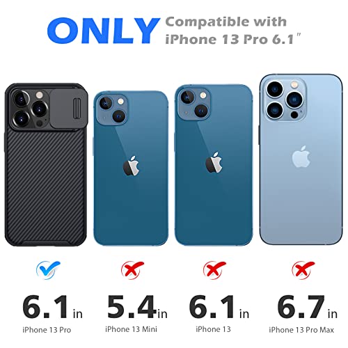 Image of imluckies Compatible with 6.1 inch iPhone 13 Pro Case with Slide Camera Cover, [Back Hard PC & Soft Bumper], Slim Protective & Full Camera Protection Scratch-Resistant Case (Black)