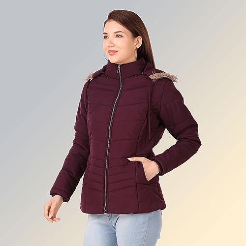 Image of Brazo Girls and Women's Puffer Regular Fit Bomber Jacket For Winter Wear | Hooded Neck | Full Sleeve | Zipper | Casual Jacket For Woman & Girl | Western Stylish Jacket For Women