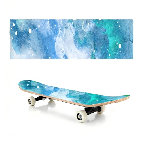 Floatdream Skateboard Griptape, Papel de Lija para Monopatín, Superficie Antideslizante de Primera Calidad, Alta Resistencia al Deslizamiento para Accesorios de Monopatín （Océano Azul）