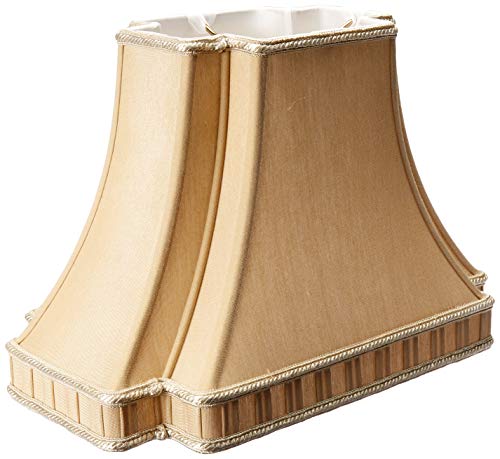 Image of Royal Designs Rectangle Bell with Bottom Gallery Inverted Corner Designer Lamp Shade, Antique Gold, (5.5 x 7.5) x (8.2 x 14.25) x 9.75