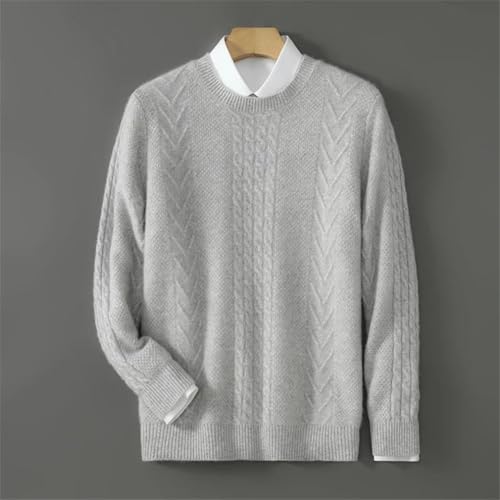 Men's Wool Crew Neck Knit Sweater - Long Sleeve Solid Twist Pullover Warm Casual Jumper Top3