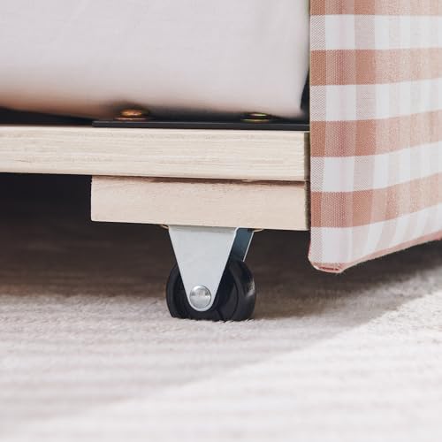 Image of KEIKI Full Size Upholstery Gingham Daybed with Trundle and USB, Pink