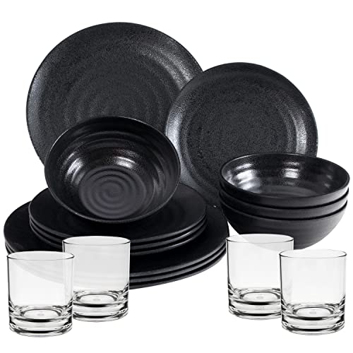 Camping Geschirr Set Schwarz - Leichtes PP-Material Für Outdoor & Picknick
