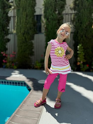 Image of LUKYCILD Baby Girls Summer Clothes Casual Clothing Suit Short Sleeve Striped T-Shirt +Pants