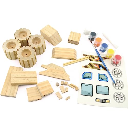 Krause & Sohn Monstertruck aus Holz zum selber bauen & anmalen für Kinder Spielzeug Bastel- und Kreativ-Set