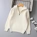 Girls Boys Half Zip Knit Retro Sweaters Kids Spring Autumn Solid Long Sleeve Tops Casual Cute Outerwear Thick Sweater White