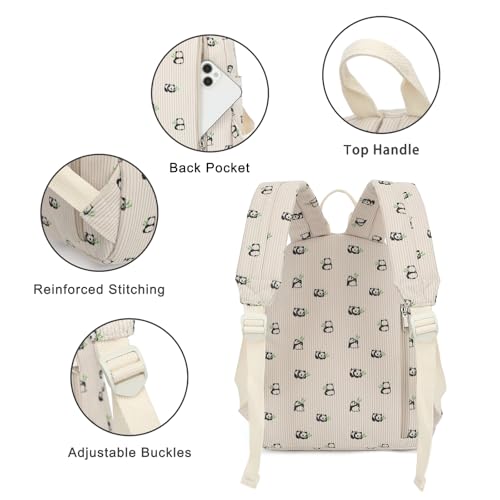 Image of Corduroy Womens Mini Backpack Girls Small Backpack Purse Fashion Casual Daypack School Bookbag (Panda)