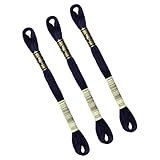  MYMERCERIE Lot de 3 échevettes 8m DMC Fil à Broder mouliné 117 100% Coton Bleu Marine 823