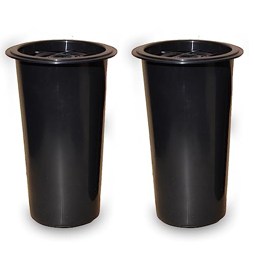 Lot de 2 vases funéraires avec distributeur de fleurs en plastique - Diamètre : 9,5 cm - Hauteur : 19 cm