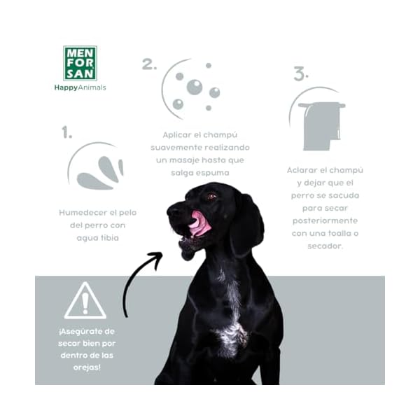 MENFORSAN Schwarzes Shampoo für Hunde | Farbintensivierer | Glanzverstärker | Entfernt Orangetöne | Tiefgehende Feuchtigkeitspflege | 1L – Bild 5