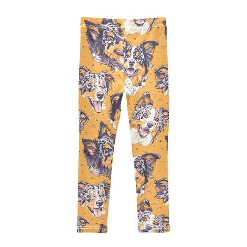 Australian Shepherd Dog Pattern Girls Leggings Ultra Soft Compression Yoga Gym Pants for Kids 4-10T2