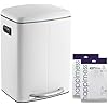 happimess HPM1005C Marco Rectangular 10.6-Gallon Double Bucket Trash Can with Soft-Close Lid, White, Fingerprint Resistant, Modern, Minimalistic for Home, Kitchen, Office, Bedroom, Bathroom