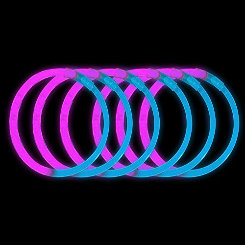 Lumistick 8 Inch 100 Glow Sticks Bulk Party Favors with Connectors | Light Sticks Neon Party Glow Necklaces and Glow Bracelets | Glow in The Dark Party Supplies (Blue/Pink, 100 Glow Sticks)