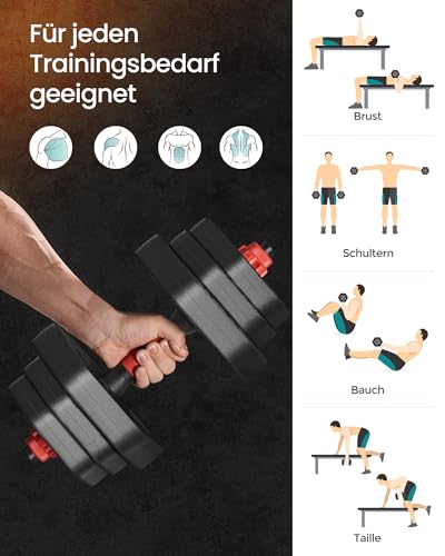 SONGMICS Hantelset mit Verbindungsstange, Hexagon, 20 kg – Ansicht 3