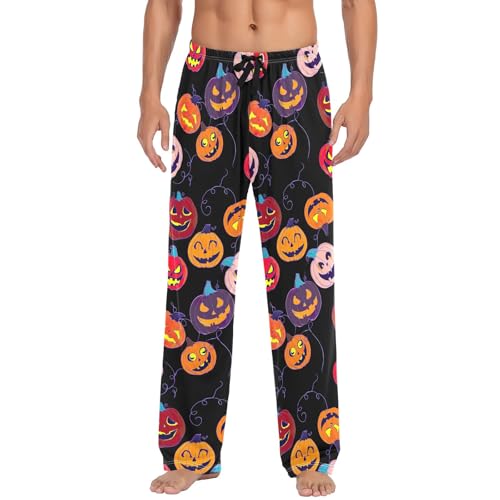 Funny Halloween Pumpkins Black Men's Pajama Bottoms Cotton Pj Pants Comfy Pajama Pants with Pockets2