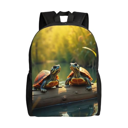 Everyday Unisex Two Turtles Sitting On Log In The Water Backpack Multi Organizer For Laptops Gear & Weekend Getaways 16 Inch