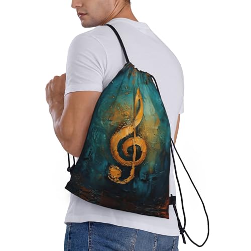 Music Symbol print Drawstring Bag Sack Gym Bag Ditty Bag for Gym Traveling, Hiking, Yoga, Shopping for Adult3