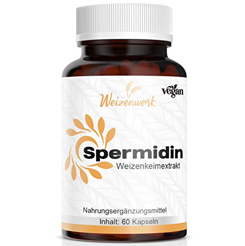 Spermidin von Weizenwerk – natürliches Weizenkeimextrakt bekannt für seinen Spermidingehalt - 60 vegane Kapseln – Multipack 2+1 Gratis oder 3+2 Gratis siehe Variationen