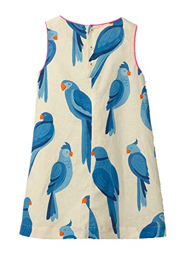 Image of HILEELANG Little Girls Cotton Dress Sleeveless Casual Summer Sundress Flower Printed Jumper Skirt