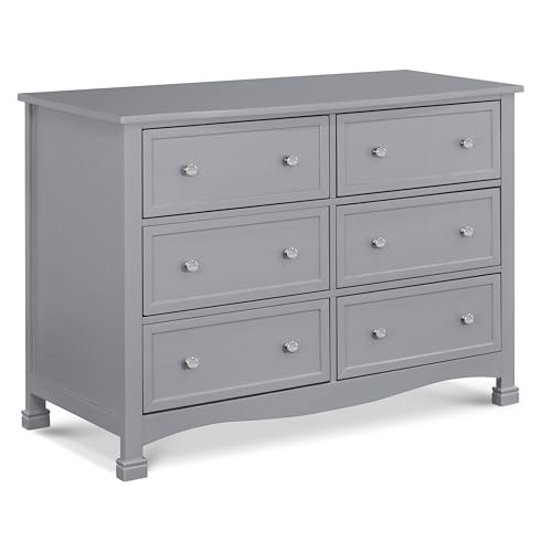 Davinci Kalani 6-Drawer Baby Dresser for Nursery - Wooden Double Chest of Drawers for Kids, Boys and Girls - Multi-Purpose Storage Dresser for Bedroom, Living Room & Hallway - Easy to Assemble - Grey