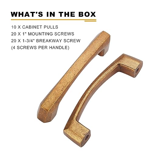 Image of 10 Pack Antique Brass Cabinet Pulls 3 Inch Kitchen Cabinet Handles Kitchen Handles for Cabinets Vintage Drawer Pulls Dresser Pulls Retro Cupboard Handles