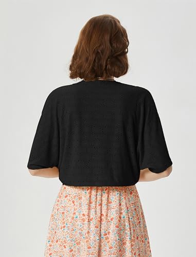 Belle Poque Women's Open Front Bolero Shrug Batwing Short Sleeve Cropped Cardigan Lightweight3