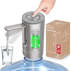 Dispensador De Agua Eléctrico Precio KitchenBoss-Dispensador de Agua Electrico-Bomba Agua Garrafa: Dosificador Portable, Carga Tipo C, para Botellas de 3.8-18.9 litros, Gris Plateado