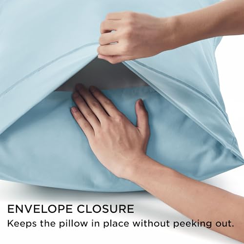 Bedsure King Size Pillow Cases Set of 2 - Light Blue Brushed Microfiber Pillowcases 2 Pack, Super Soft Pillow Case Cover with Envelope Closure, Wrinkle, Fade and Stain Resistant, 20x36 Inches