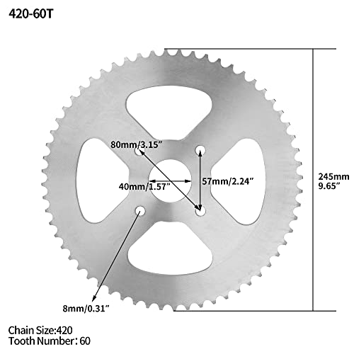 420 60T Rear Drive Wheel Sprocket For Coleman Bt200X Ct200U Trail 200 Ct200U-Ex Baja Warrior Heat Massimo Mb165 Mb200 196Cc 5.5 6.5Hp Powersports Mini Bike Parts #TOP1