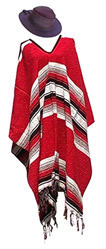 Sharpshooter Clint Eastwood Good Bad Ugly Brown Cowboy Hat & Red Poncho Set