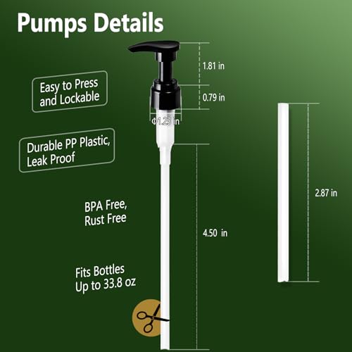 Amolliar Bottle Dispenser Pump, Replacement Soap Dispenser Pump Top with 28/410 Neck Size, for 16-Oz Body Wash, Shampoo, Conditioner, Lotion, Hand Sanitizer, Hand Soap (2 Pack, Black)4