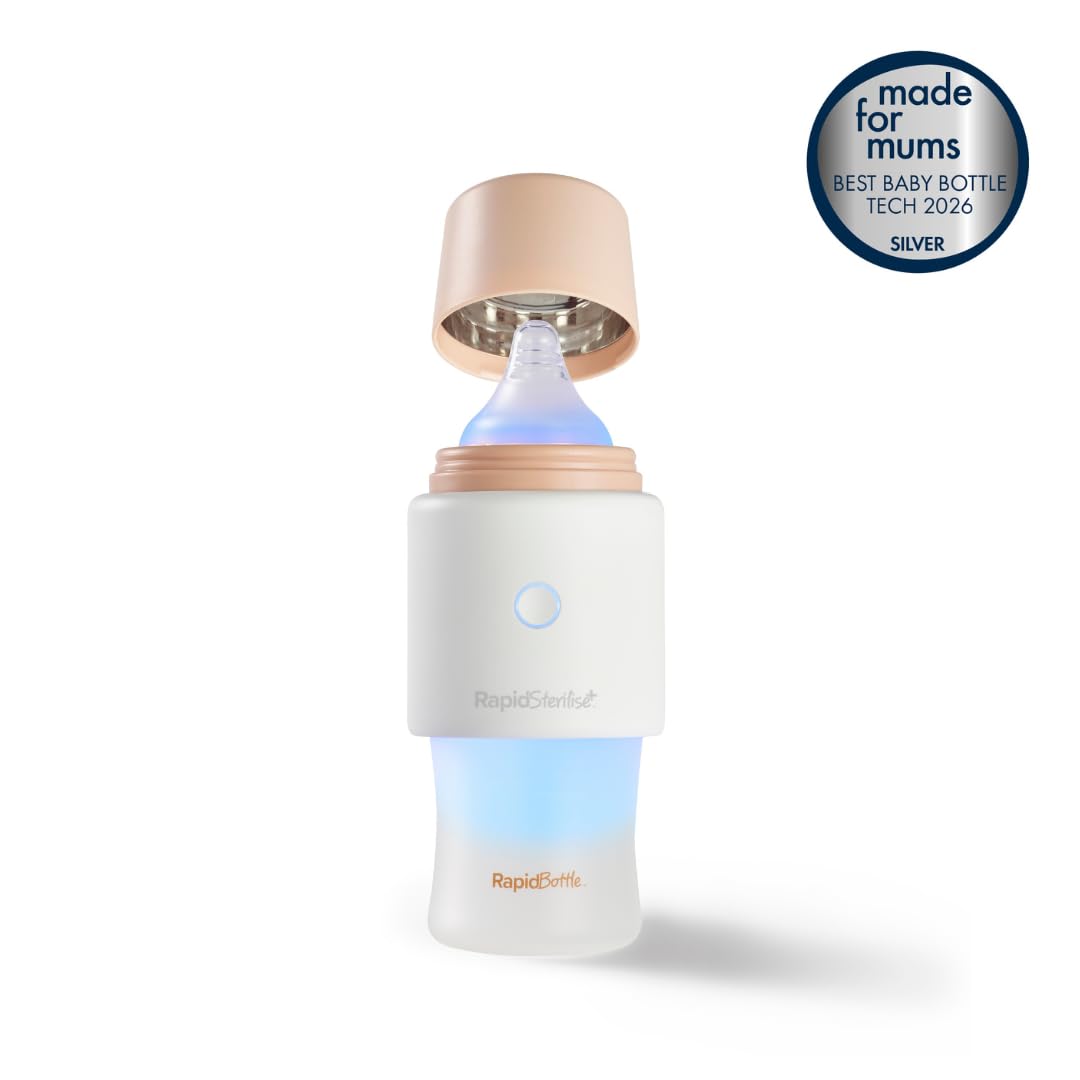 Nuby RapidSterilise+ - Sterilizzatore portatile UV per bambini, realizzato per RapidBottle e RapidCool, 30 utilizzi per carica, ricarica USB, spegnimento automatico, uccide il 99,9% dei batteri in 1