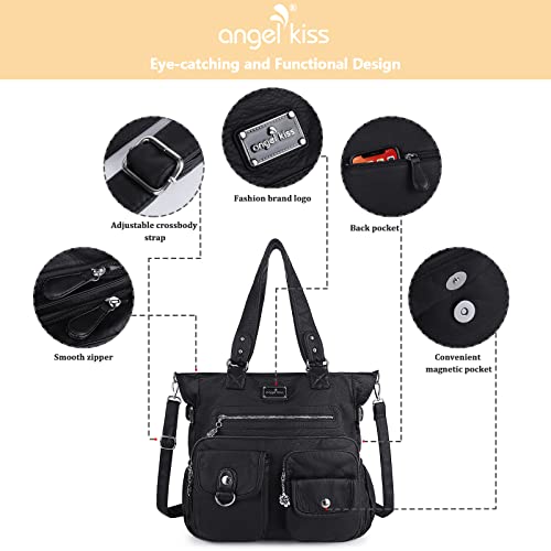 Image of Angelkiss Purses Handbags for Women PU Tote Satchel Bags for Women Pockets Shoulder Bags | PU
