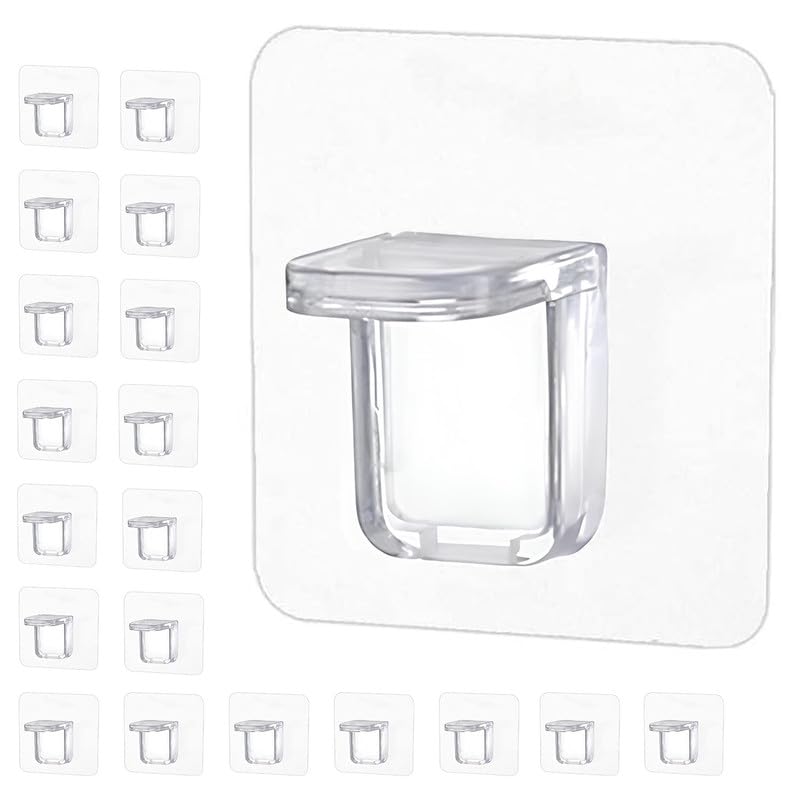 Image of 20 Pieces Adhesive Partition Hook, No Drill Shelf Support Brackets Suitable for Kitchen Lockers, Wardrobes, Display Cabinets