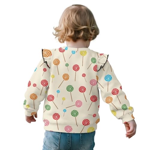 Girl's Crewneck Sweatshirts Kids Fashion Pullover Cute Ruffle Shoulder Long Sleeve Oversized Sweatshirt Fall Tops2