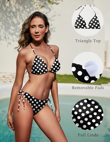 Image of Women String Bikini Set Halter Side Tie Two Piece Swimsuit Triangle Bathing Suits