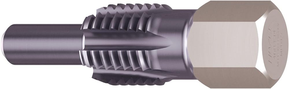 HAZET Gewinde-Nachschneider 4683-14, für Abgastemperatur-Sensoren, M14 x 1,5, 13 mm Außen-Sechskant, mit Führungsbolzen und Reinigungsnuten, TiAIN-Beschichtung, für MERCEDES, AUDI, VW
