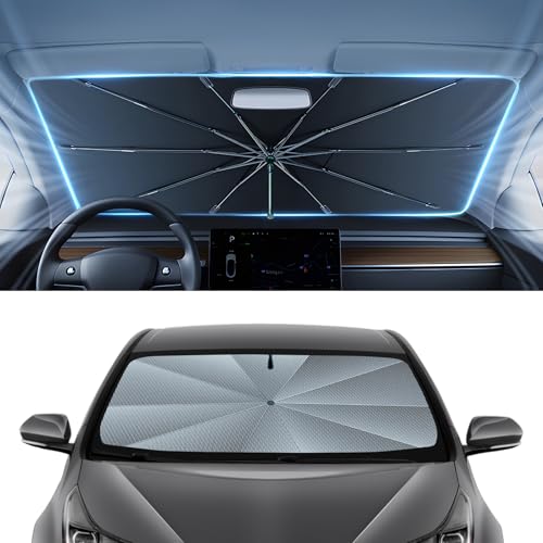 Image of Autorder Windshield Sun Shade Umbrella for 2016-2022 Toyota Prius Accessories,Upgraded Ice Crystal Material,Easy Setup Umbrella Sunshade for Car Windshield,100% Sun Blocking