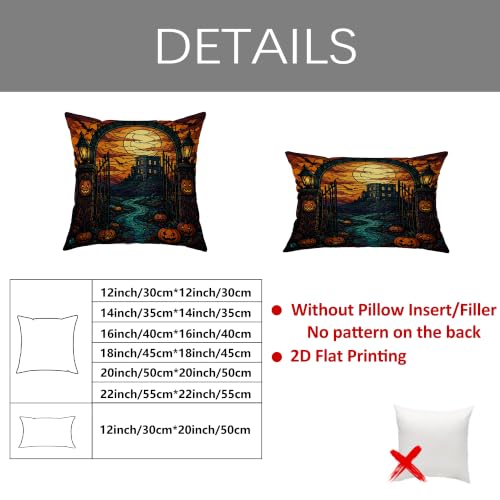 Housse de coussin Halloween avec fermeture éclair dissimulée orange x4