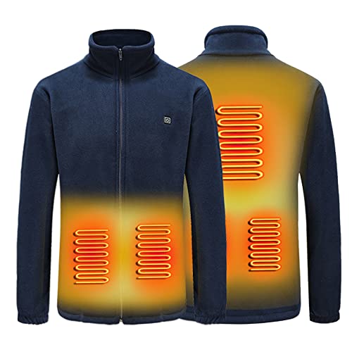 AYFES Sudaderas Hombre Calefactable, Chaqueta Calefactable Mujer Sudadera Cremallera Eléctrica USB Chaqueta Polar Invierno Sudaderas Sin Capucha Térmico para Senderismo Camping Esquí