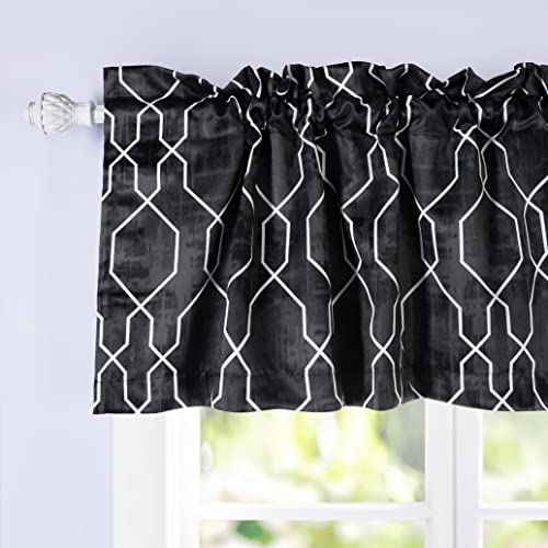 DriftAway Abigail Geometrisches Rankgitter Muster Fenster Vorhang Volant Stangentasche 132 x 45 cm schwarz Cover