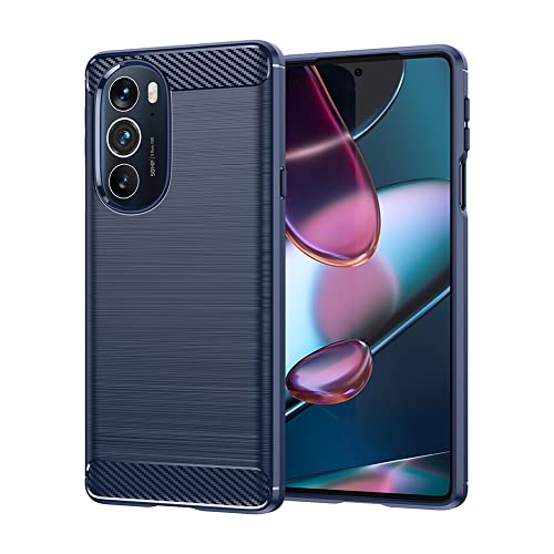 Image of NPRC Hybrid Ultra Slim Protective Case TPU Non-Slip Carbon Fiber Texture Shockproof Case Cover for Moto Edge 30 Pro - Blue