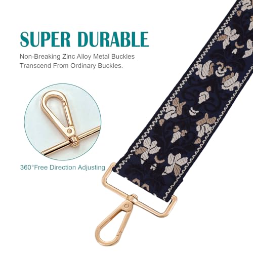 Image of 2 Inch Wide Purse Strap Replacement - Adjustable Shoulder Strap for Crossbody Bag, Tote & Handbag(Blue Floral)