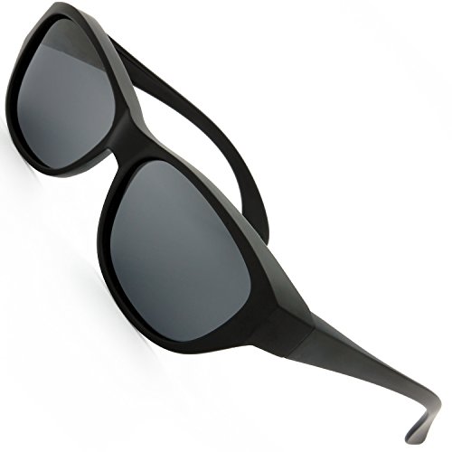 The Fresh HD Polarized Wrap Around Shield Sunglasses for Wide Prescription Glasses Gift Box