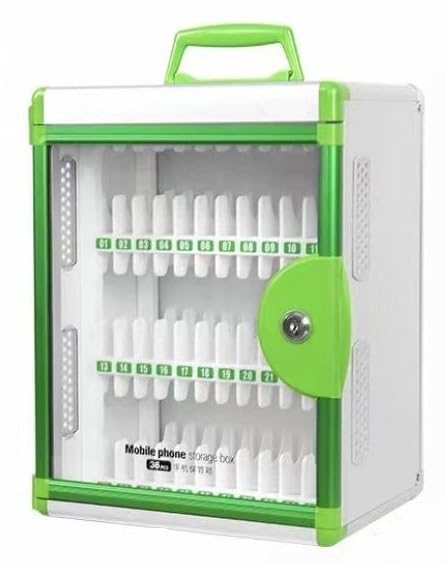 Casier de stockage pour téléphone portable en aluminium vert avec serrure de sécurité