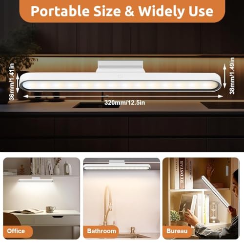 Image of Magnetic LED Cabinet Light with Rechargeable 2000 mAh Battery - Touch Control Dimmable Under Cabinet Lighting for Wardrobe, Study Table, Kitchen Shelves, Closet and Wall Mount Use