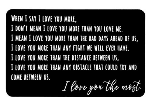 Laser Engraved Aluminum Wallet Love Note Insert(i love you the most), Mini Love Note Idea, Romantic Gift for Him, Perfect for Anniversaries,Love Message, Groom's Gift For Him, Husband Gift