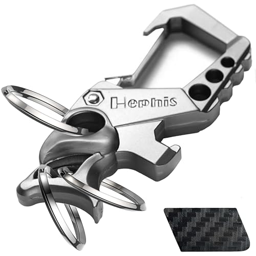 Image of Hephis Skull Heavy Duty Key Chain,Car Emergency Escape Tool, Seat belt Cutter,Bottle Opener,Carabiner Car Key Chains
